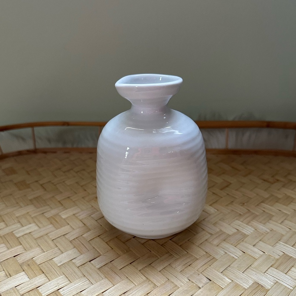 Porcelain Dimple White Vase Made in Korea Pitcher Pottery Stripes Jug Korean